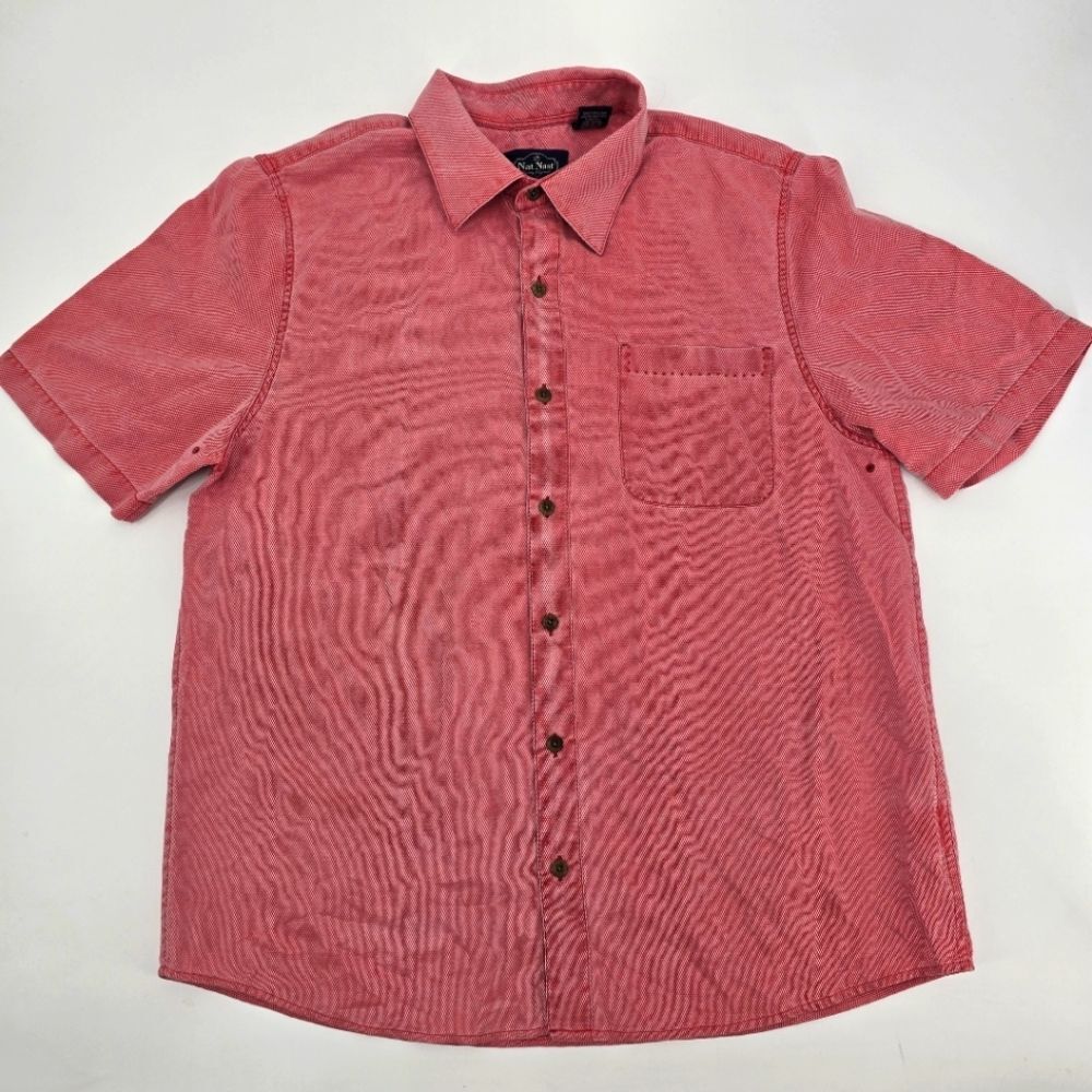Nat Nast Men's Silk Blend Red Casual Button Down Shirt Size M